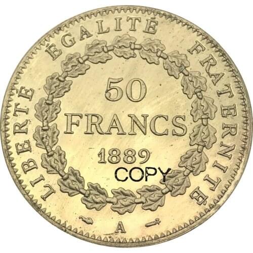 France Republic Gold Coin 50 Francs 1889 A Brass Metal Copy Coin Commemorative COINS