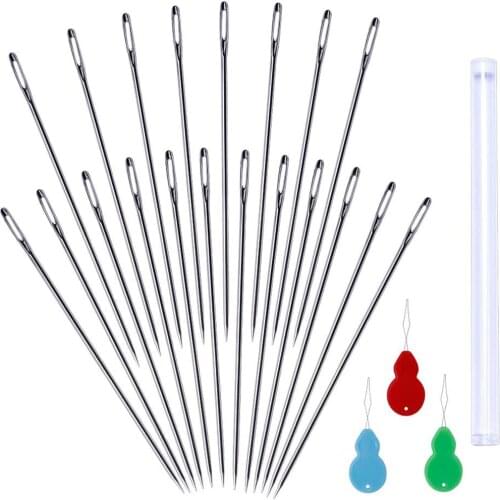 LMDZ 20 Pcs Sewing Needles, Embroidery Needles Large Eye Stitching Needles for Quilting Darning Bead Loom Beading Doll Making