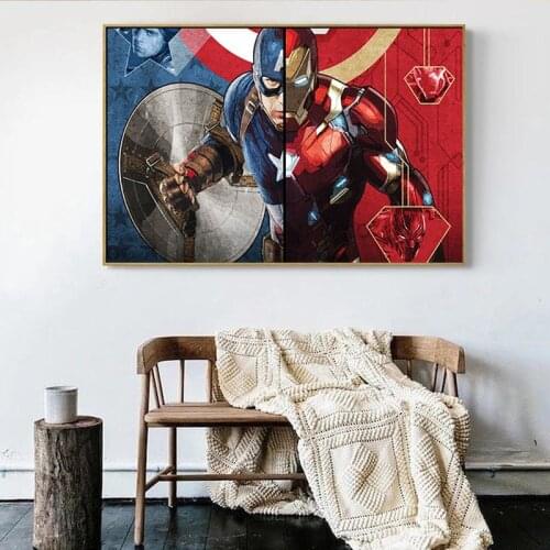 Marvel Iron Man Movie Painting Avengers Posters and Bedside Mural Prints Wall Art Pictures for Living Boy Bedroom Home Decor