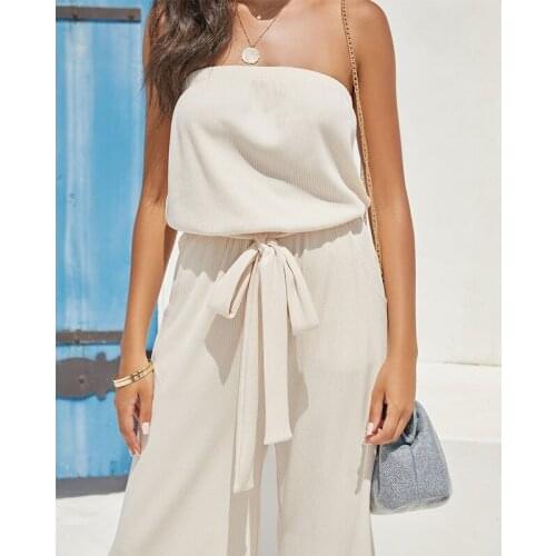 One Piece Jumpsuit Belted Sexy Sleeveless Off-the-shoulder Slimming Jumpsuit Casual Summer Womens Clothing Rompers Elegant