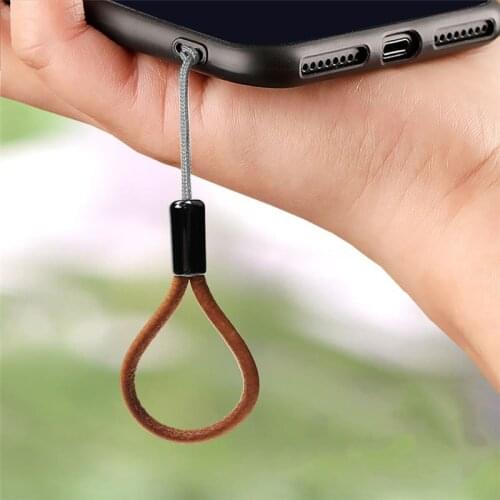 Keycahin Lanyard leather String Short Grip Lanyard Mobile Phone Strap for USB Flash Drive Keychain ID Badge Holder DIY Hang Rope