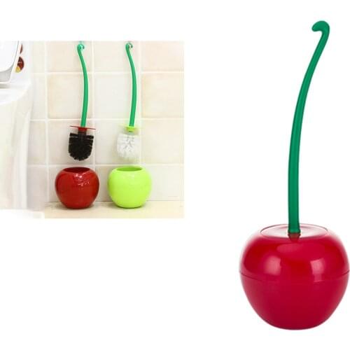 Creative Lovely Cherry Shape Lavatory Brush Toilet Brush & Holder Set Cleaning Tool Plastic Bathroom Decor Accessories Red/green