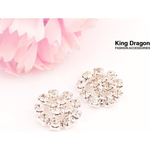 Rhinestone Button Flat Back Embellishment Used On Craft 15MM 10pcs/lot Silver Color Button Shop KD239