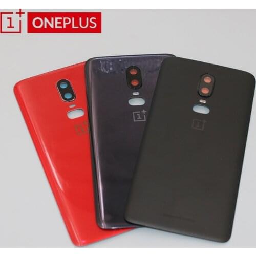 Original Oneplus 6 Back Glass Battery Cover One Plus 6 Rear Battery Door Housing Case 1+ 6 Back Cover With Camera Lens+Adhesive