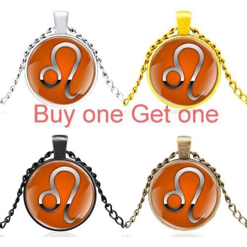 High Quality Classic Leo Design Bronze Glass Dome Pendant Necklace Men Women Jewelry Accessories Gifts