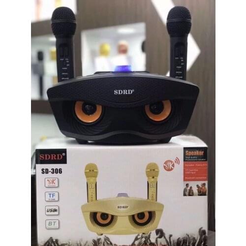 SD306 Family Karaoke Bluetooth Speaker System Two Wireless Microphone With Stereo Bluetooth Speaker Condenser Karaoke Microphone