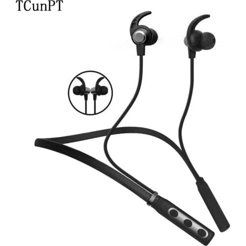 TCunPT Fashion Sports Bluetooth Earphone Sweat Proof Earpiece Magnetic Earbuds Wireless Headset Stereo Music Headphone with Mic