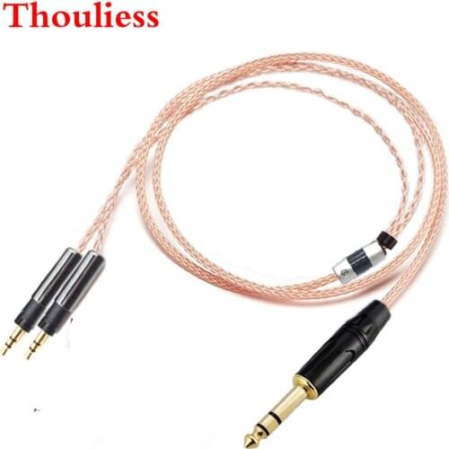 Thouliess HIFI Hi-Fi Handmade 6.35mm TRS Single Crystal Copper Headphone Upgrade Cable for ATH-R70X R70X Headphones