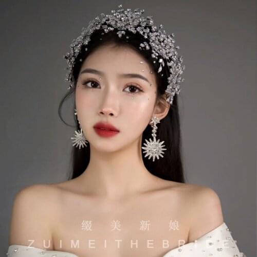 Ice Queen tiara wedding headpiece bride wedding headband high-grade zircon all inset small red book hot wedding dress tiara