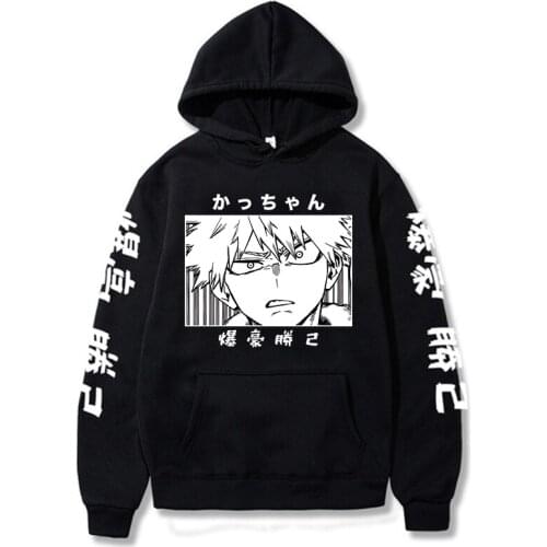 Harajuku Anime My Hero Academia Unisex Hoodies Kawaii Bakugou Katsuki Manga Streetwear Long Sleeve Oversized Winter Sweatshirts
