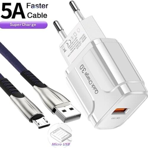 Universal Micro USB Cable Travel Wall Fast Adapter Mobile Phone Charger For Samsung A10 A6 J4 S7 edge Huawei P8 P9 Lite Mate 7 8