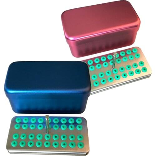 1 piece Dental Disinfection Sterilization Holder Box Case with Silicone Holders for Scaler Tips & Diamond Burs (36 Holes)