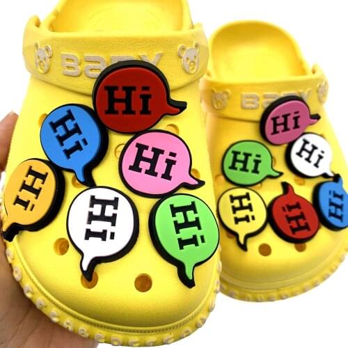 10PCS/Set New Word Icon Croc Charms Colorful Letter Shoe Decoration Hi Wristband Backpack Accessories Kids X-MAS Gifts