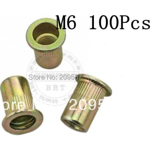 100pcs/lot Metric Steel Flat Head M6 Blind Insert Rivet Nut Rivnut Free Shipping