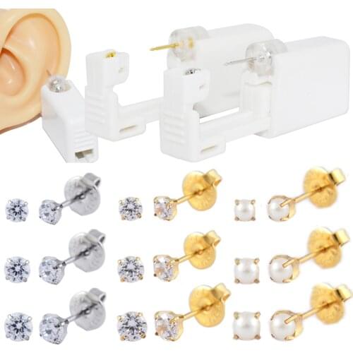24pcs/box Disposable Sterile Ear Piercing Unit Cartilage Tragus Helix Piercing Gun NO PAIN Piercer Tool Machine Kit Stud Design