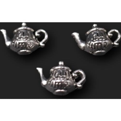 30pcs Silver Plated Alices Dream Retro Teapot Pendants DIY Charm Bracelet Keychain Jewelry Crafts Metal Accessories P600