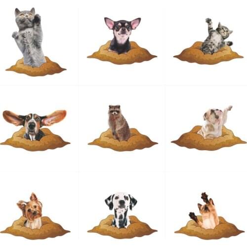 3D Vivid Cats Dogs Wall Sticker Toilet Bathroom Decoration Animals Home Car Decor Mural Wall Art Poster