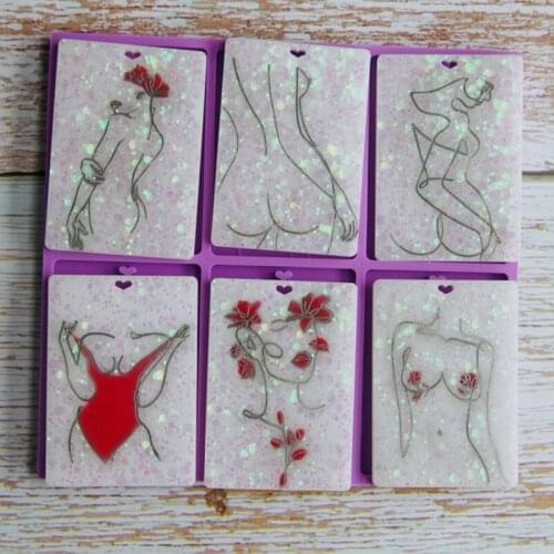 54DC Women Body Line Art Keychain Epoxy Resin Mold Necklace Pendant Silicone Mould