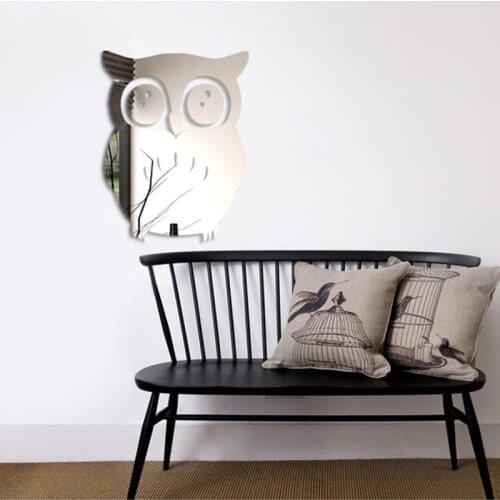 Owl 3D Animal Acrylic Mirror Wall Stickers DIY Art Wall Decor Stickers Living Room Mirrored Sticker Gold Home Décor