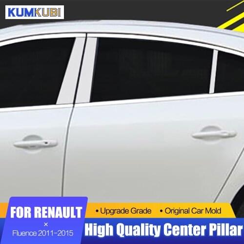 Car Styling Stainless Steel Center Pillars Window Sill Frame Cover Moldings 6Pcs For Renault Fluence 2011 2012 2013 2014 2015