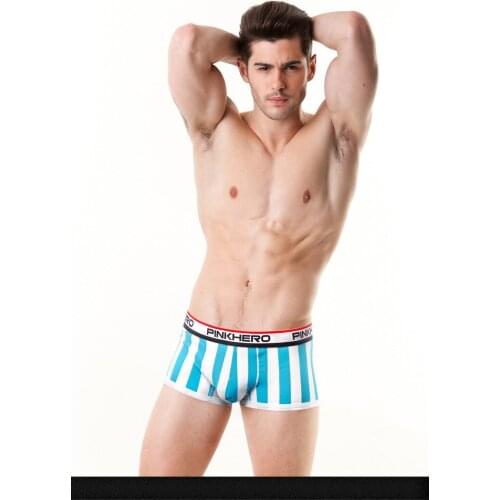 Free shipping!3pcs/lot brand Pink hero moving stripe boxers men fashion mens gay underwear wholesale mens sexy boxer shorts