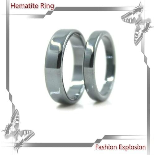 Free Shipping Flat Hematite Ring 4mm Wide Fashion 5A High Quality Jewelry Magnet Ring Unisex Rainbow Ring A must for lovers