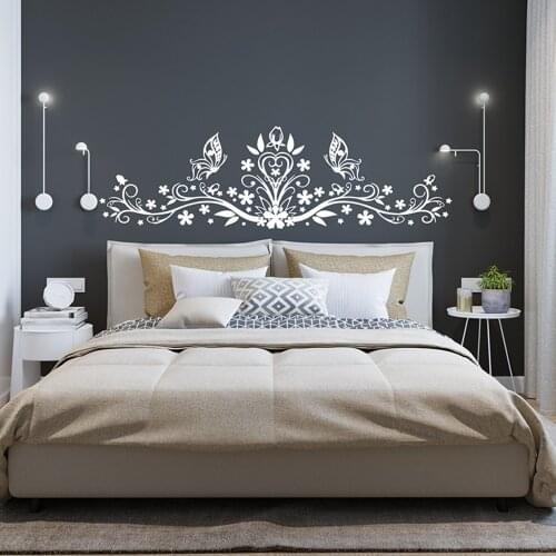 Large Butterfly Floral Headboard Wall Decal Bedroom Wedding Party Flower Birds Head Board Wall Sticker Nursey Vinyl Home Decor