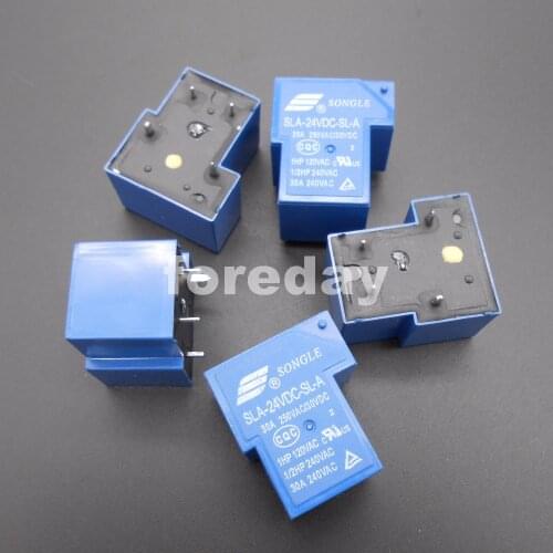 HQ 5PCS Blue SLA-24VDC-SL-A 4 Pins SONGLE R Power Relay 24V DC SPST SLA Original 30A Switching 20A/30VDC 250VAC NEW*FD439X5