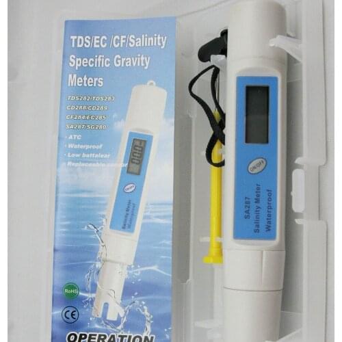 Pocket waterproof salinity salty meter tester 0-100ppt in plastic case