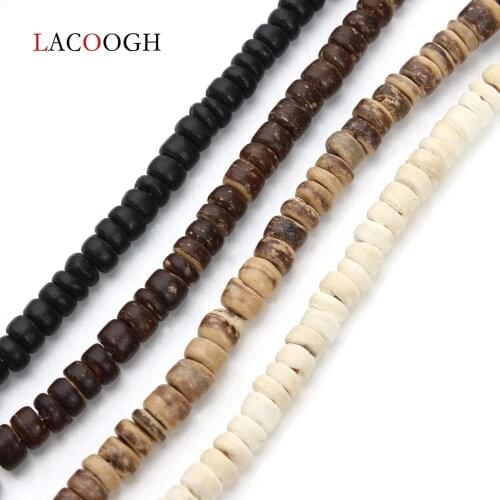 3 Strands/lot 5mm Natural Wooden Beads Flat Round Coconut Shell Spacer Beads For DIY Jewelry Making Findings Necklace Bracelets