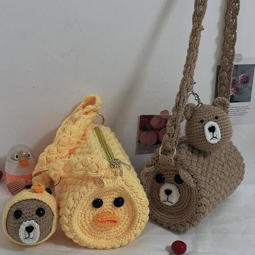 Bear Chick Friends Weave Bag Handbag Material Set DIY Handmade