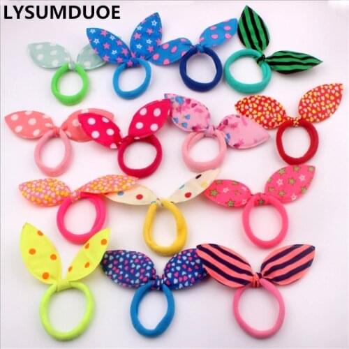 20Pcs/Lot Korean Fashion Elastic Hair Bands Girls Hair Accessories Bunny Rabbit Ears Towel Scrunchy Rubber Band Cute Headdress