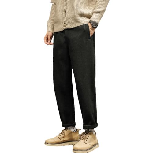 Mens Wool Casual Pants Winter New Trouser