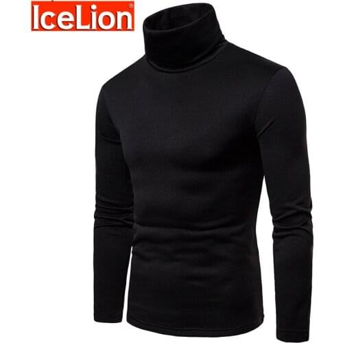 IceLion 2021 Winter Sweater Men Long Sleeve Shirts Solid Casual Men Sweater Slim Long Sleeve Men Eurtleneck Fashion Pull Homme