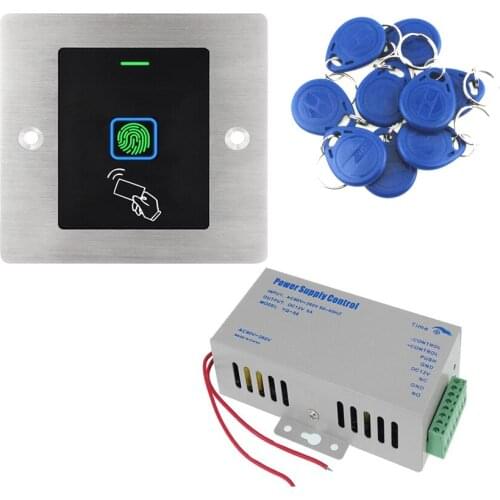 Outdoors Embedded Fingerprint RFID Metal Reader as Access Door Lock System +10 ID Tags+3A Power