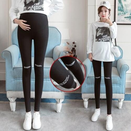 Maternity Clothing High Waist Cotton Letter Printing Maternity Pants Stretch Spring Autumn Pencil Belly Support Pants
