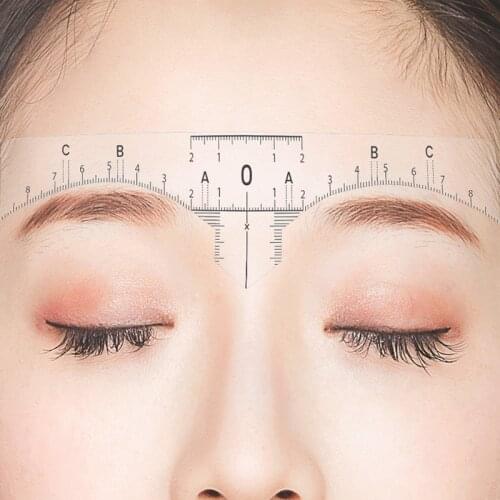 Disposable 10pcs/lot Eyebrow Ruler Sticker Adhesive Eyebrow Microblading Ruler Guide Permanent Makeup Measure Stencil Tool