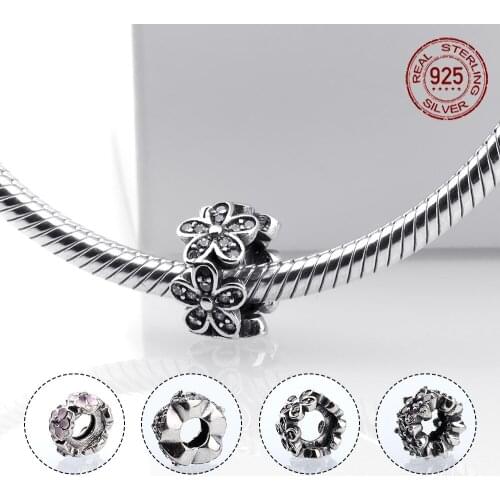 Original Tibetan silver round pink rose flower perforated loose beads used for bracelet DIY handmade ladies jewelry wholesale