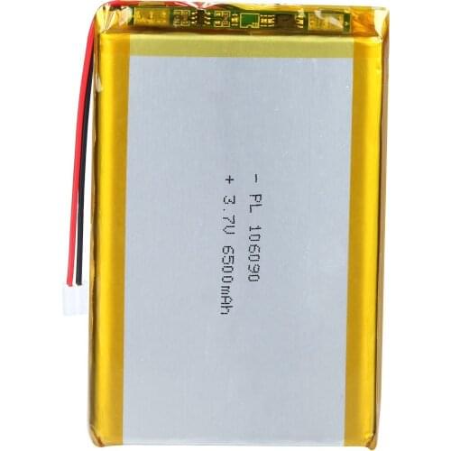 Mejuew 3.7V 6500mAh 106090 Rechargeable Lipo Battery with JST Connector