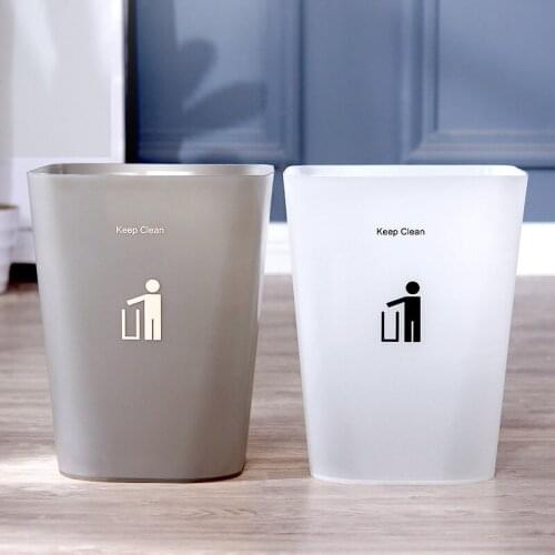 Plastic Square Trash Bucket Bin Office Bathroom Kitchen Trash Can