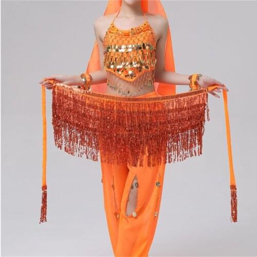Cheap Sparkling Belly Dance Hip Scarf Shawl Sequins Fringe Waist Chain Belt Golden Royal Blue Pink Purple