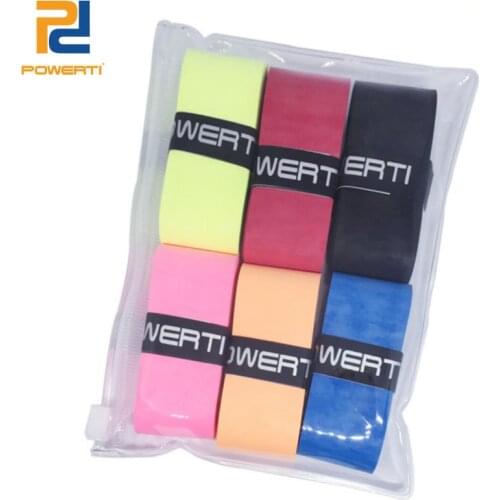 POWERTI 6pcs/lot 0.75mm Frosted Dry Tennis Overgrips Racket Grips Sweat Flexible Wearable Grip for Badminton&Tennis Racket
