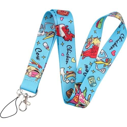 YA33 Anime Cow And Chicken Mobile Phone Belt Keychain Cheetah Badge Camera USB Keychain Lanyard Neck Strap