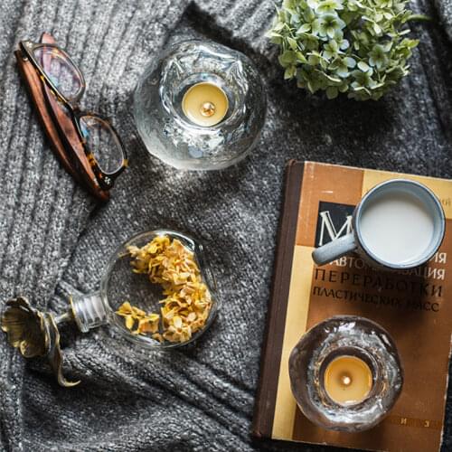 Nordic Romantic Candlelight Dinner Decoration Candle Glass Cup Crystal Glass Candle Holders For Wedding Tealight Holder