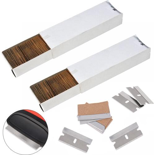 FOSHIO 100pcs 1.5" Spare Carbon Steel Razor Blade for Scraper Vinyl Film Wrapping Tool Car Window Tint Cleaning Sticker Remover