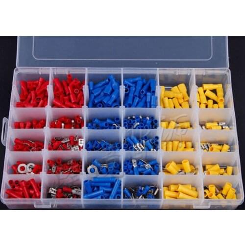 480PCS Mixed Assorted Lug Kit Crimp Connectors Insulated Electrical Crimp Terminals with 30 Sizes Electrical Wire Connector Set