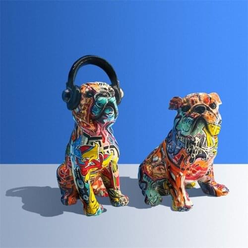 Modern Colorful Graffiti Style Painted Dog Dachshund Statue Figurine Sculpture Home Office Table Desktop Decor Ornaments Nordic