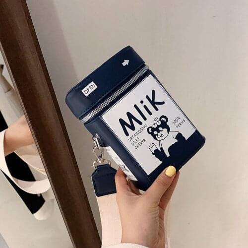 Cartoon Tiger Messenger Bag Classic Texture Delicate Creative Chic Women Cute Cow Milk Box Shape Chain Shoulder Handbag