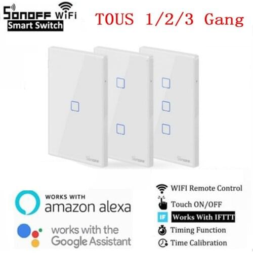 SONOFF T0 TX EU/US Smart WiFi Smart Switches with 1/2/3 Gang Wireless Wifi Switch for Alexa Google Home Smart Home Smart Home