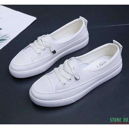 2021 Low Platform Sneakers Women Shoes Female Pu Leather Walking Sneakers Loafers White Flat Slip On Vulcanize Casual Shoes